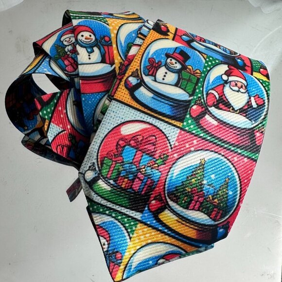 Christmas Tie  Snow globe Designer Menswear Necktie Santa Gifts Tree Mens Gift - Picture 2 of 9
